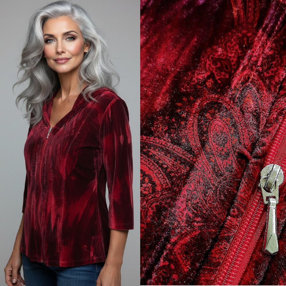 Y2K velour zipper tunic length hoodie - Unity World Wear brand